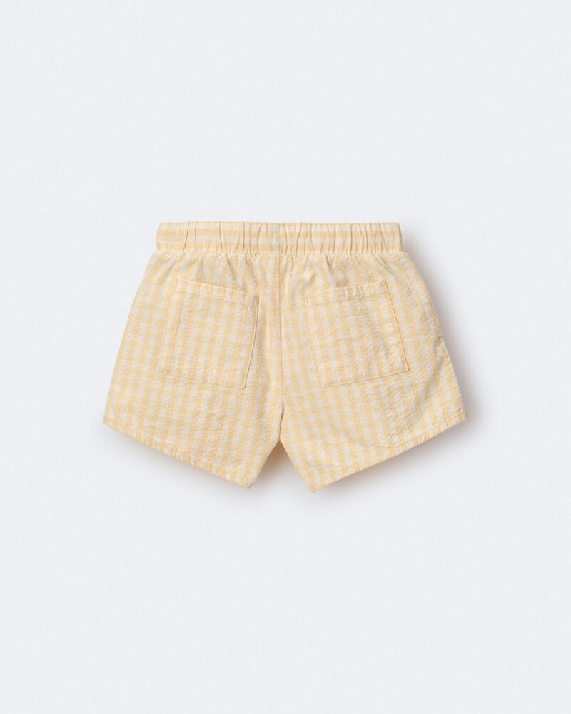 Toddler Girl Gingham Peplum Shorts &ndash; Yellow, image 6 of 7 slides