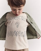 Toddler Snacks 4 Dinner Short-Sleeve Graphic Tee - Khaki, image 1 of 7 slides