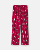 Adult Beige Santa Christmas Fleece Loose Fit Pyjama Bottoms - Red, image 1 of 4 slides