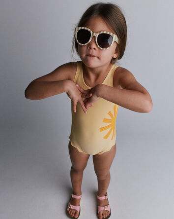 Tout-petit fille - Maillot 1 pi&egrave;ce &agrave; bordure festonn&eacute;e &agrave; imprim&eacute; soleil - Jaune, 