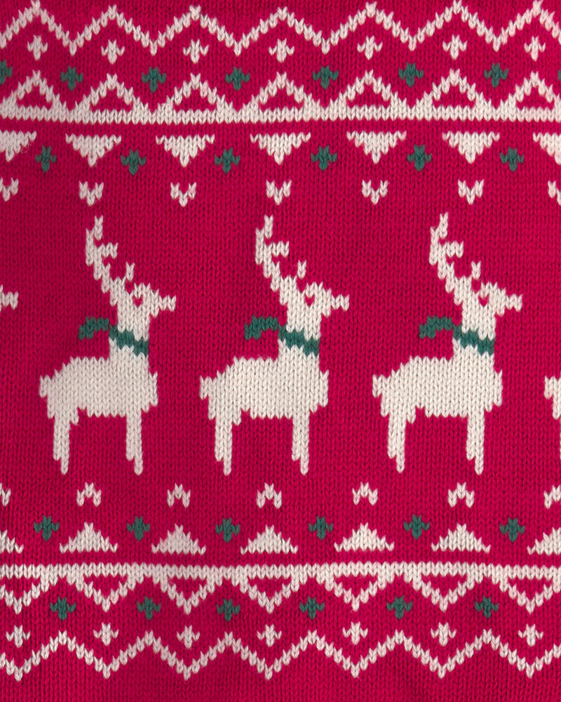 Baby Boy 2-Piece Reindeer Fair Isle Sweater & Pant Set - Red/Black, image 4 of 5 slides