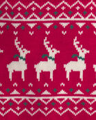 Baby Boy 2-Piece Reindeer Fair Isle Sweater & Pant Set - Red/Black, image 4 of 5 slides