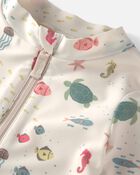 B&eacute;b&eacute; fille - Maillot dermoprotecteur fait de fibres recycl&eacute;es, motif Sous la mer, image 4 sur 4 diapositives