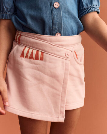 Toddler Girl Asymmetrical Skort in Big Top Print - Light Pink, 