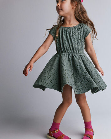 Toddler Girl Avenue Twirl&trade; Dress in Dot Print - Olive, 