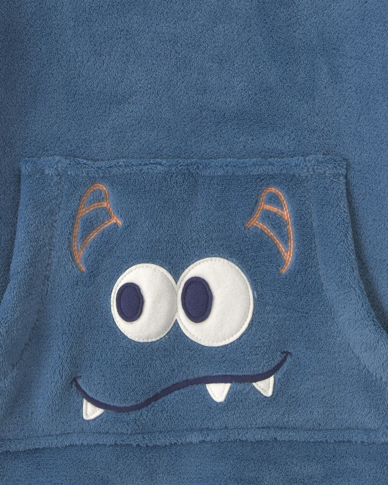 Boys Monster Fleece Loose Fit Pyjama Hoodie - Blue, image 3 of 5 slides