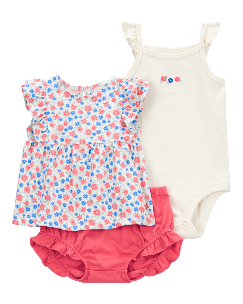 Baby 3-Piece Floral Little Diaper Cover Set, image 1 of 4 slides