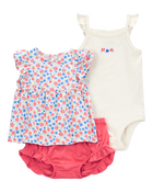 Baby 3-Piece Floral Little Diaper Cover Set, image 1 of 4 slides