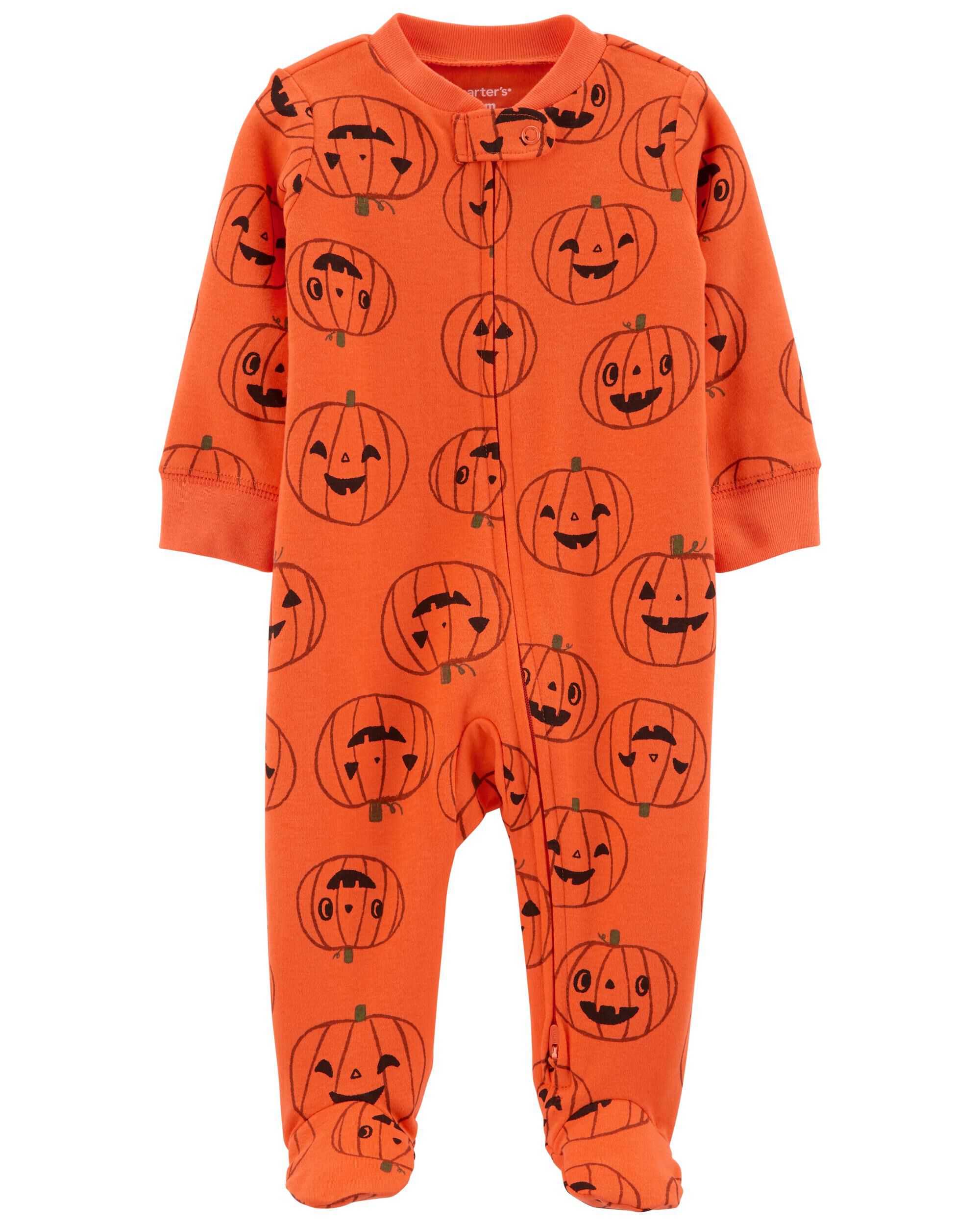 Orange Halloween Zip Up Cotton Sleeper Pyjamas Carter s Oshkosh
