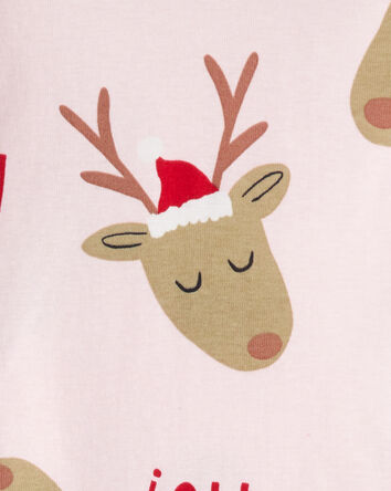 Toddler Reindeer Snug Fit 2-Piece Pyjamas - Pink, 