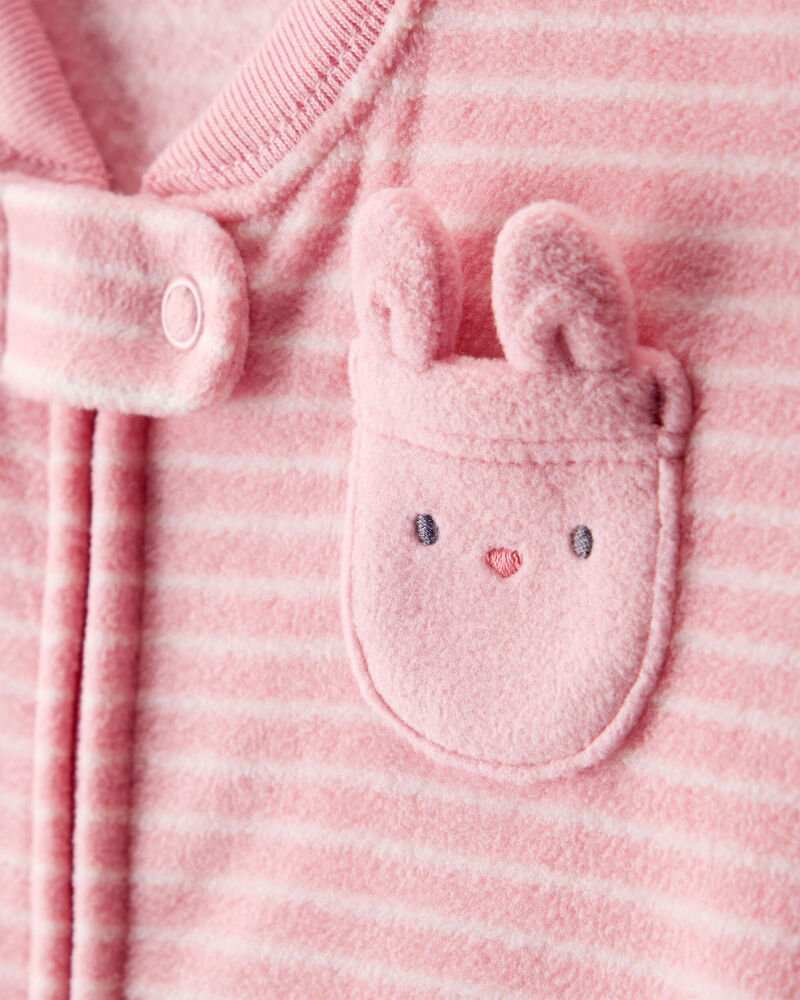Baby Girl Bunny Striped Long-Sleeve Wearable Blanket, image 2 of 4 slides