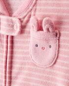 Baby Girl Bunny Striped Long-Sleeve Wearable Blanket, image 2 of 4 slides
