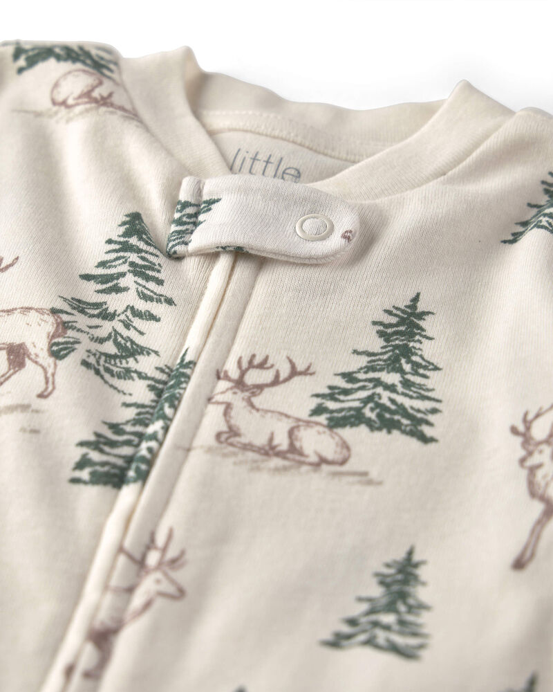 B&eacute;b&eacute; - Grenouill&egrave;re en coton biologique &agrave; motif For&ecirc;t de rennes, image 3 sur 4 diapositives