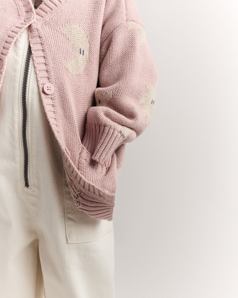 Toddler Girl Star & Moon Pocket Cardigan - Light Pink, image 5 of 7 slides