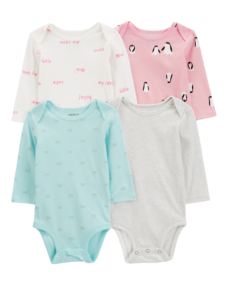 Baby 4-Pack Long-Sleeve Original Bodysuits, image 1 of 7 slides