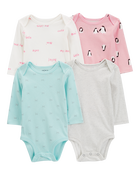 Baby 4-Pack Long-Sleeve Original Bodysuits, image 1 of 7 slides