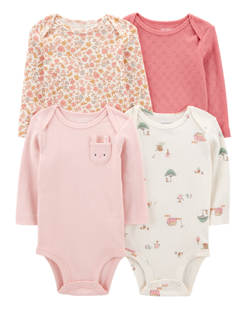 Baby Girl 4-Pack Original Long-Sleeve Bodysuits, 
