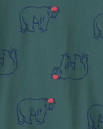 Gar&ccedil;ons - T-shirt manches longues &agrave; motif ourson - Vert, 