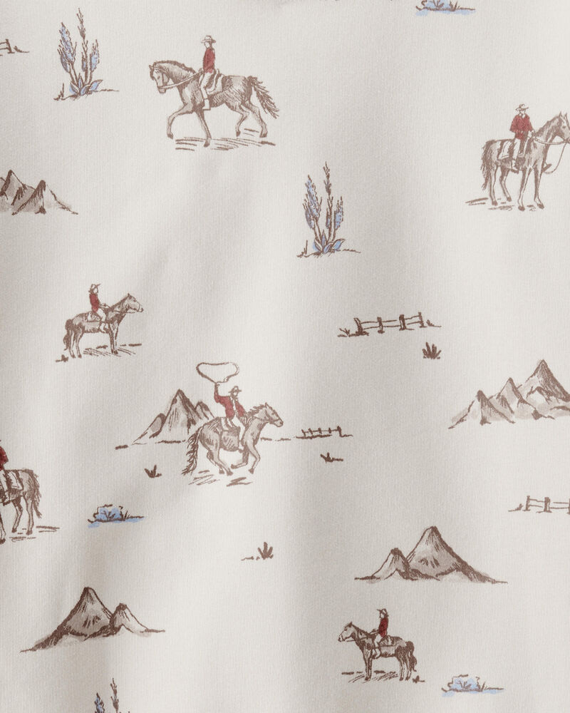 Kid French Terry Sweatshirt Made with Organic Cotton in Western Rodeo Print, image 3 of 4 slides