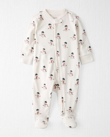 Baby Organic Cotton Sleeper Pyjamas in Snowman Print, 