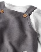 Baby 2-Piece Organic Cotton Overall Set in Bear Print, image 6 of 8 slides