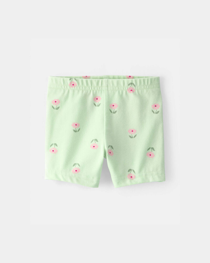 Baby Girl Floral Bike Shorts - Green, image 1 of 4 slides