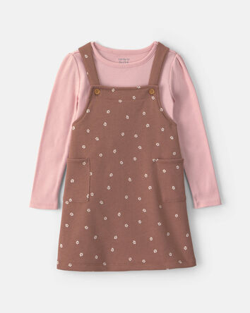 Toute-petit fille - Ensemble robe &agrave; motif floral et manches longues en jersey bouclette &ndash; Rose/Brun, 