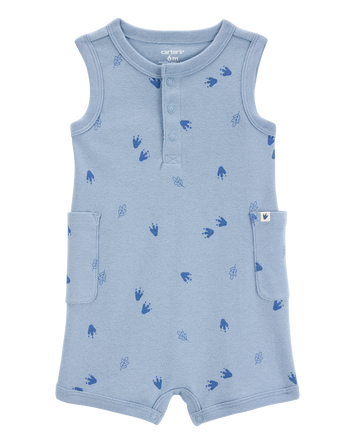 Baby Dinosaur Cotton Romper - Blue, 