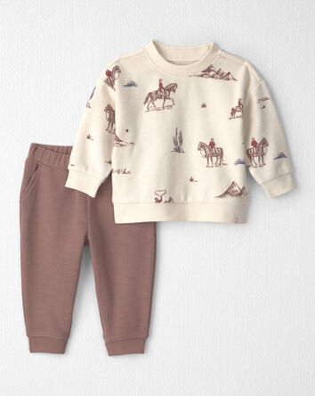 Baby 2-Piece Organic Cotton French Terry Pullover & Pant Set in Western Rodeo, 