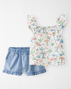 Bébé Ensemble 2 pièces en coton biologique à motifs tropicaux, image 1 sur 4 diapositives