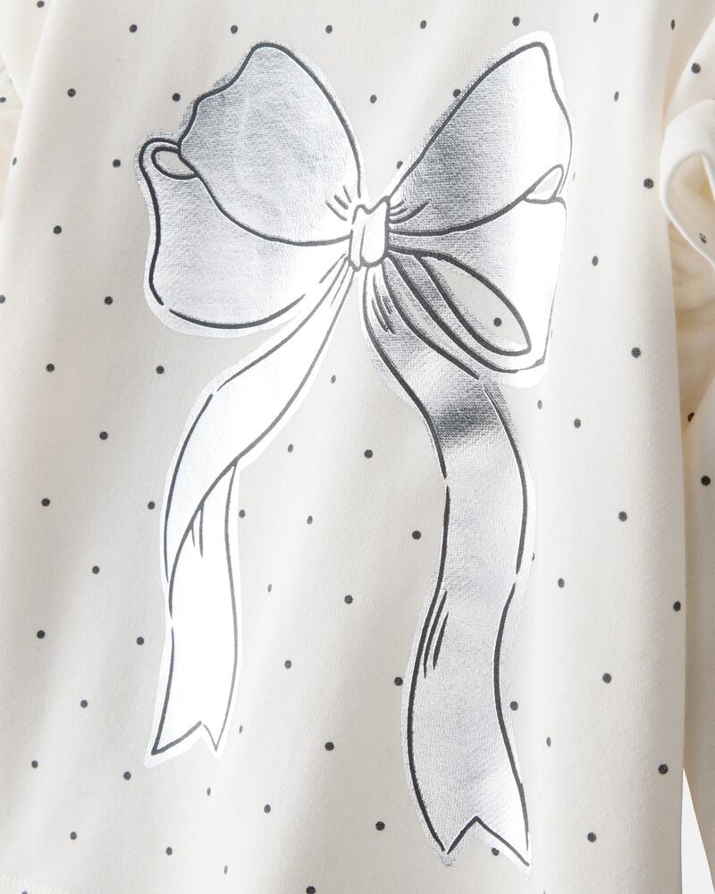 Toddler Girl DayDream Fleece Ruffle Sleeve Bow Top & Rib Pant Set, image 3 of 6 slides