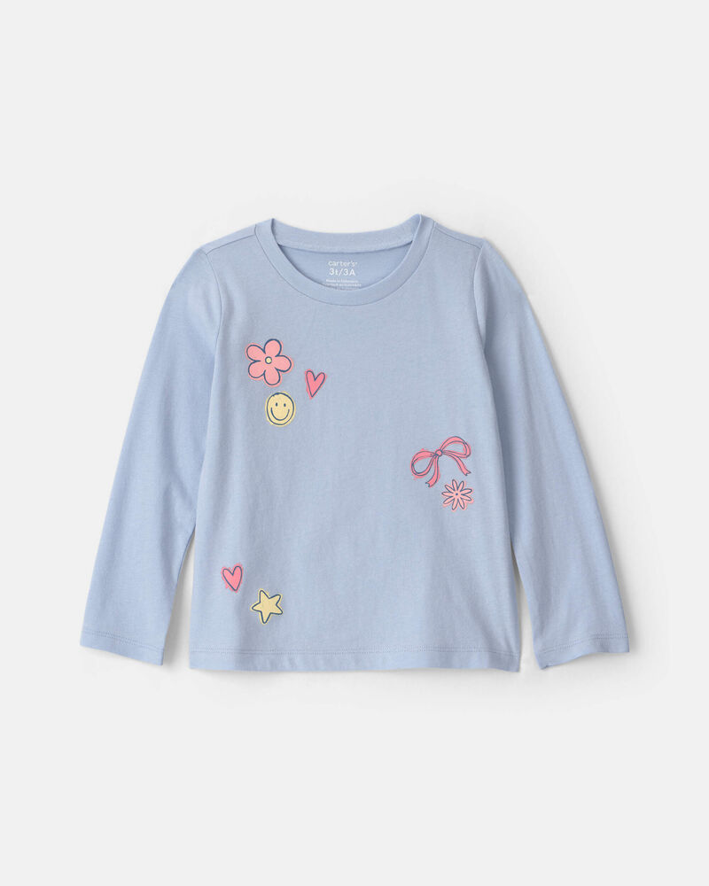 Toddler Girl Toddler Girl Cheerful Long-Sleeve Graphic Tee - Blue, image 1 of 3 slides