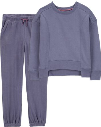 Kid 2-Piece Fleece Pullover Top & Thermal Joggers Set, 