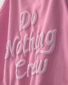 Girls 'Do Nothing Crew' French Terry Romper - Pink, image 2 of 4 slides