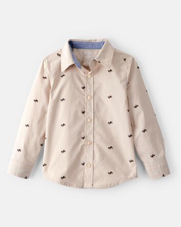 Tout-petit gar&ccedil;on - Chemise boutonn&eacute;e &agrave; manches longues, voiture de course - Kaki, 