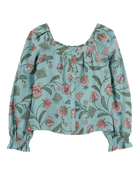 Kid Wildflower Print Square Neck Top, image 1 of 3 slides