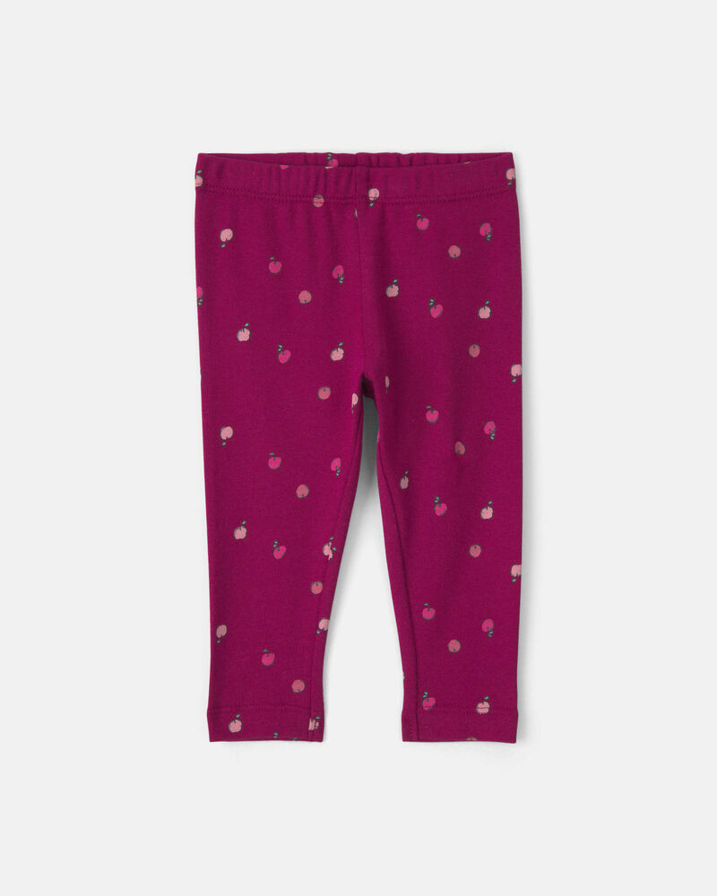 Baby Girl 3-Piece Apple Long-Sleeve Bodysuit & Pant Set - Burgundy/Pink, image 2 of 6 slides