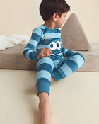 Toddler Boy 2-Piece Monster Striped DreamPlush Snug Fit Pyjama Set - Blue, image 3 of 6 slides