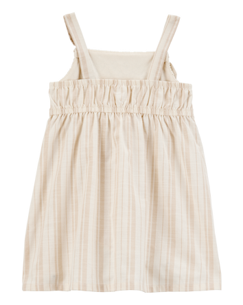 Toddler Striped Eyelet Tank Dress - Ivory, 