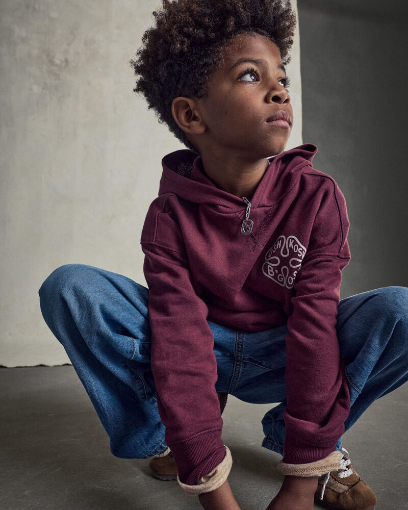 Boys Logo Patch Hoodie - Burgundy, image 3 of 7 slides