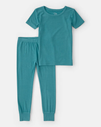 Tout-petit - Ensemble de pyjama 2 pi&egrave;ces Ajust&eacute; &agrave; manches courtes PurelySoft - Bleu, 