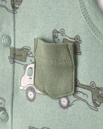 B&eacute;b&eacute; gar&ccedil;on - Barboteuse &agrave; motif de camion-benne - Vert, 