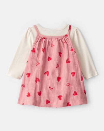 B&eacute;b&eacute; fille - Ensemble 2 pi&egrave;ces robe &agrave; manches longues &agrave; c&oelig;urs de la St-Valentin&nbsp;&ndash; Rose/rouge, 