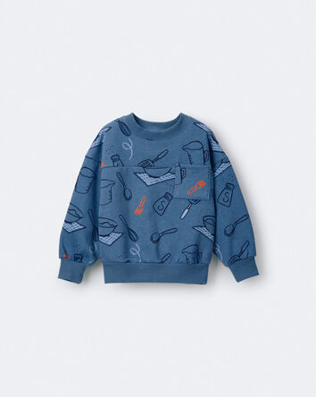 Toddler Baking Wide-Arm Pocket Sweatshirt - Teal, 