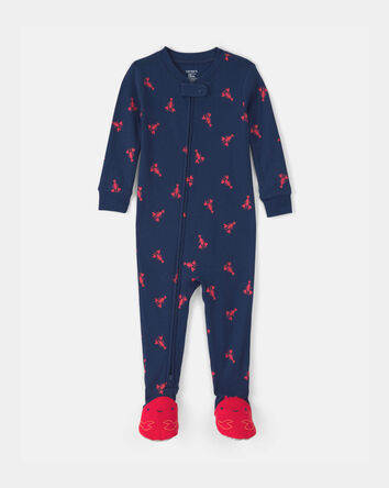 Baby Boy Lobster 100% Cotton Snug Fit 1-Piece Pyjama Set - Blue, 