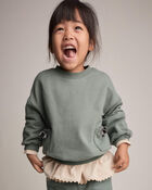 Toddler Girl Otter Sweatshirt&trade; with Bow Pockets - Olive, image 4 of 5 slides