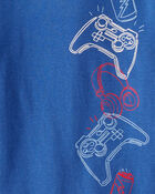 Boys Gaming Print 100% Cotton Long-Sleeve 4-Piece Pyjamas - Blue, image 2 of 4 slides