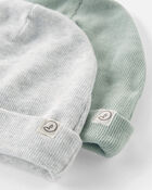 Baby 2-Pack Organic Cotton Rib Caps, image 2 of 3 slides