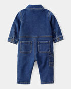 Baby Little Buddy Snap-Up Denim Jumpsuit, image 2 of 5 slides
