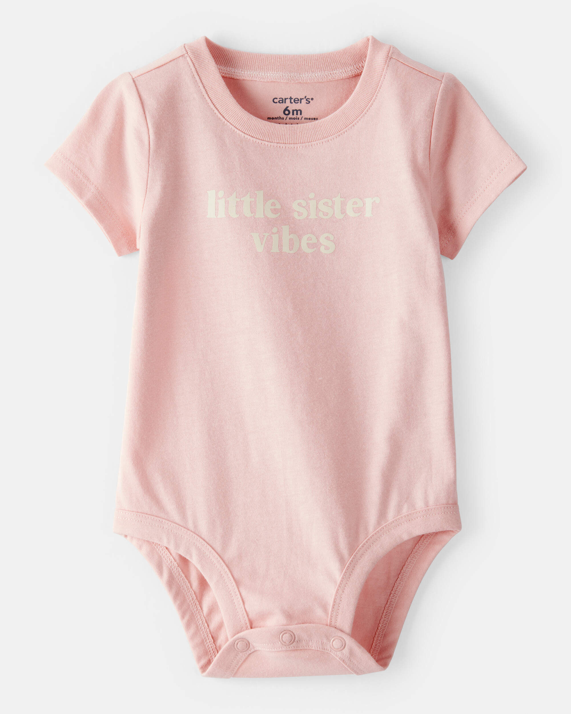 Baby Girl 'Little Sister Vibes' Short-Sleeve Graphic Bodysuit